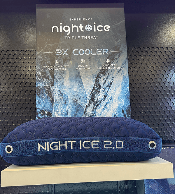 The Night Ice pillow adds cooling to three layers — the Ver-Tex cover, active core and a Liquid Ice cooling gel layer.